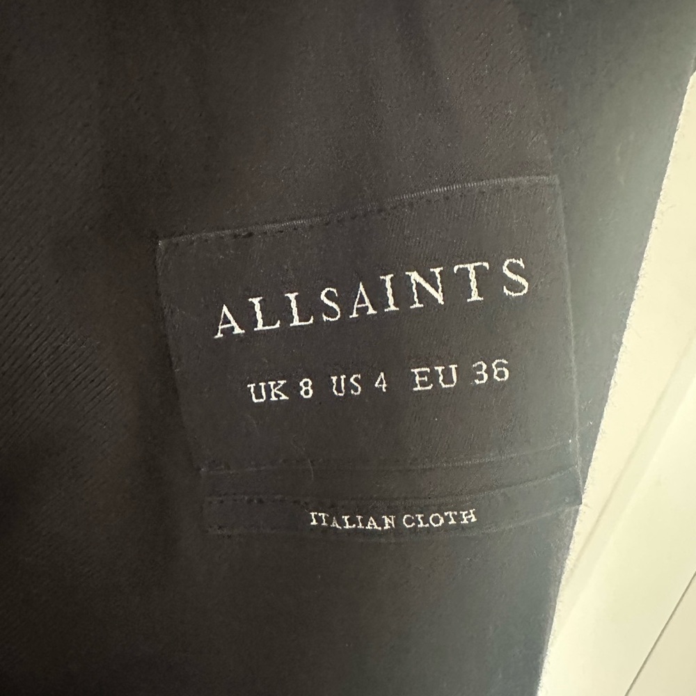 All Saints Black Leather Sleeve Wool Jacket (AICR JAX) size US 4 UK 8 small - Picture 9 of 10